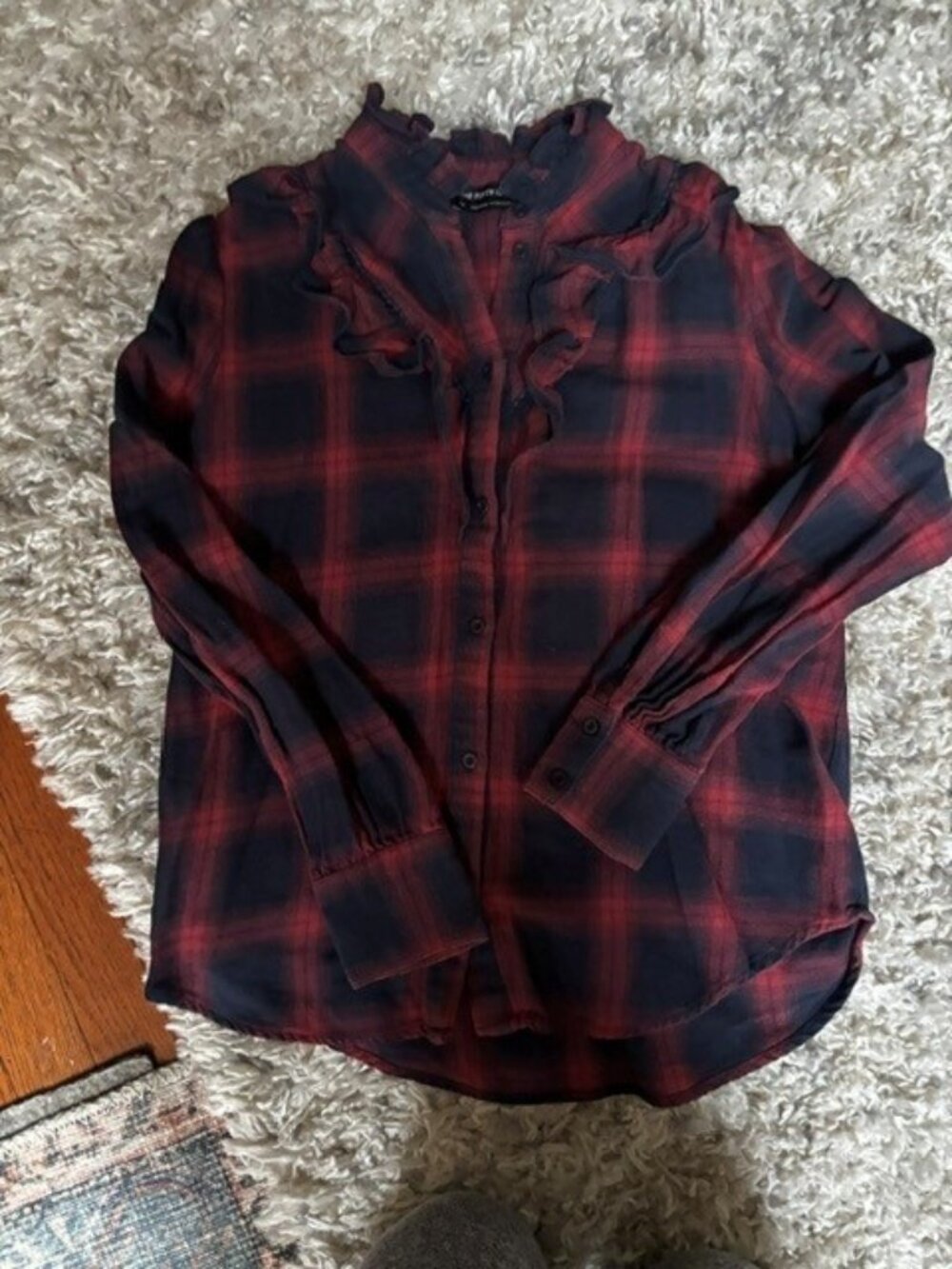 The Fifth Label Nash Check Ruffled Flannel Shirt